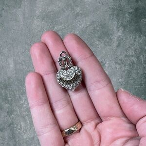 Vintage Y2K Juicy Couture Heart Shape Pendant with Crown Necklace Charm